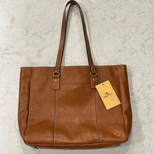 Patricia Nash Solaro Large 100% Leather Tote Heritage Collection Tan Purse Bag